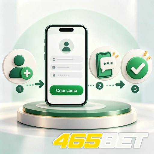 465BET — ilustração das etapas de criação de conta no celular