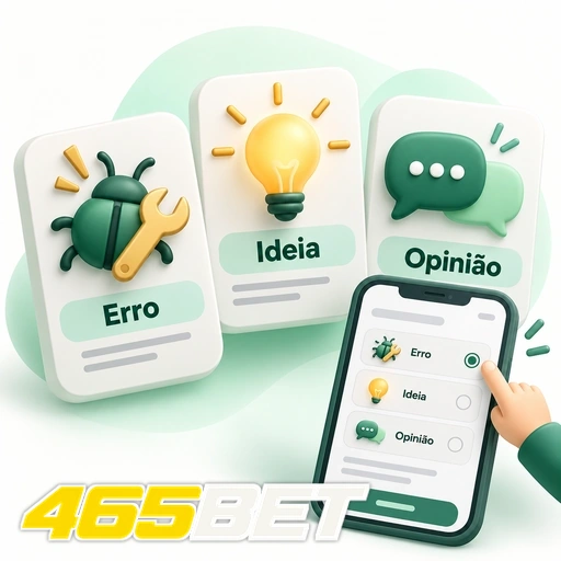465BET — ilustração das categorias de feedback: erro, ideia e opinião