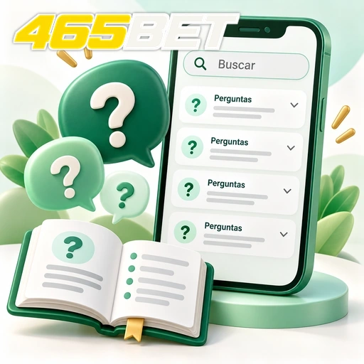 465BET — ilustração de perguntas frequentes no celular com busca e pontos de interrogação