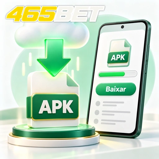 465BET — ilustração de download de APK com seta, nuvem e celular